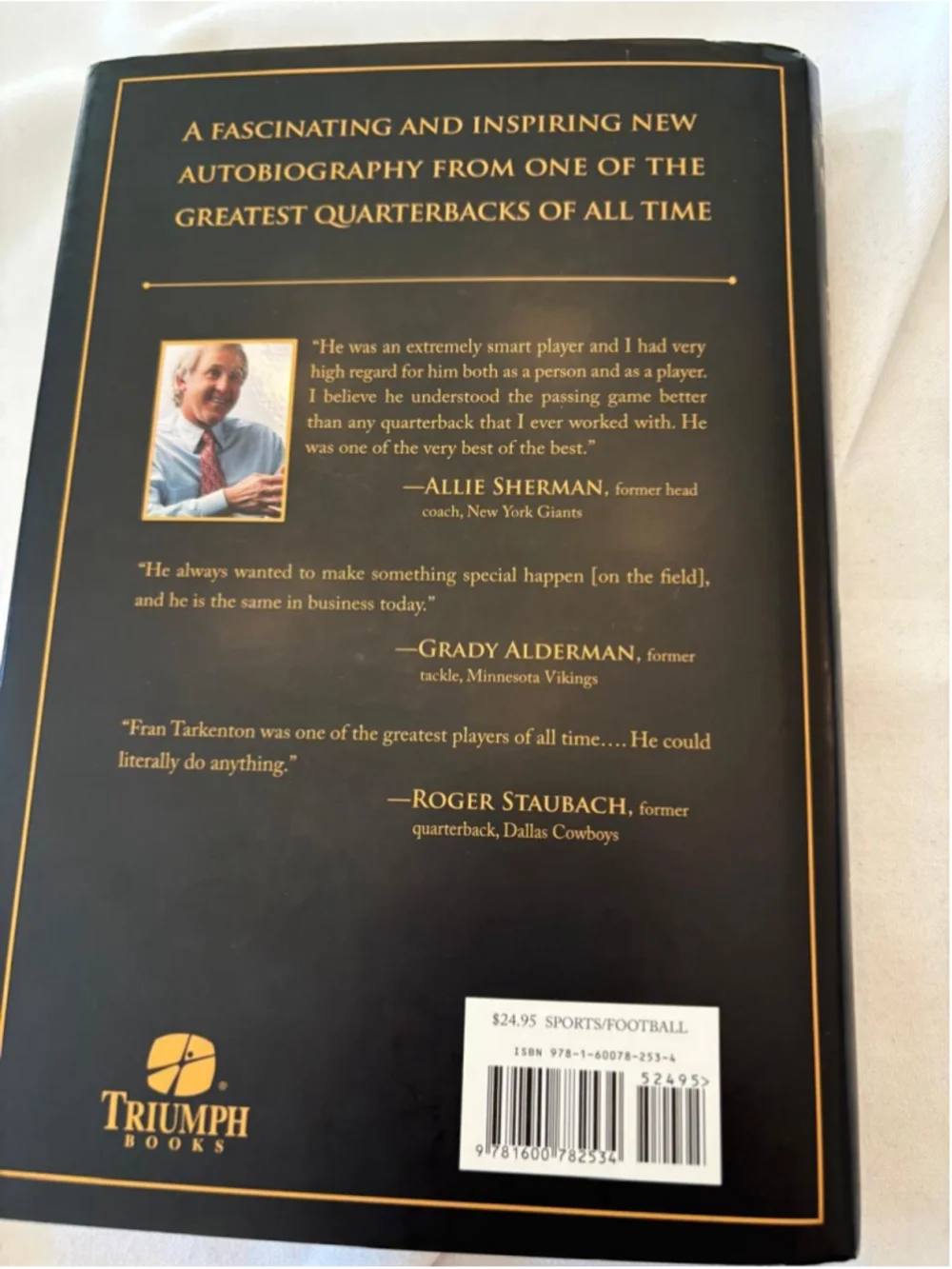 Every Day Is Game Day by Fran Tarkenton Signed Hardcover Book Black Gold #E84